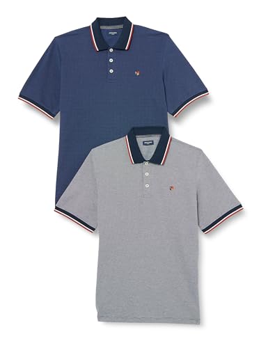 Jack & Jones Herren JPRBLUWIN Polo SS 2PK MP Poloshirt, Blau, L von JACK & JONES