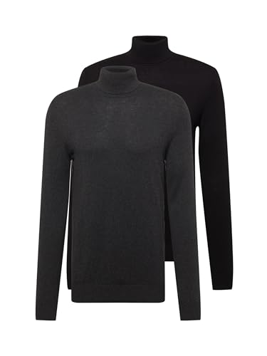 Jack & Jones Herren Jjeemil Knit Roll Neck 2Pk Mp Pullover, Black, L von JACK & JONES