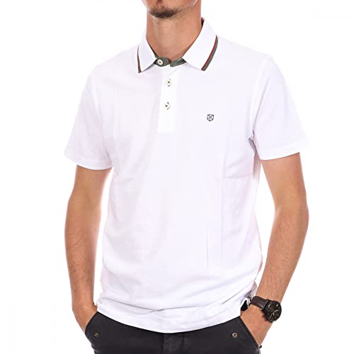 Jack & Jones Herren Poloshirt weich und bequem Kurzarm Freizeit 100% Baumwolle, weiß, L von JACK & JONES