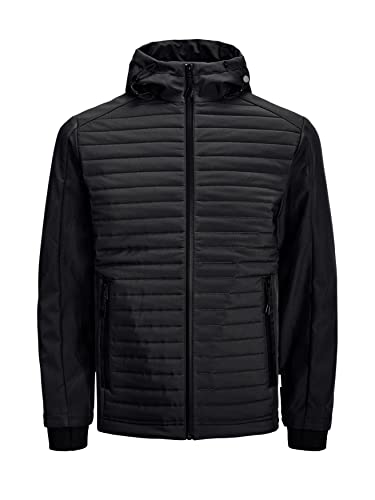 Jack & Jones Herren Übergangsjacke mit Kapuze | Hybrid gesteppter Blouson | leicht gefüttert JCOTOBY, Schwarz , L von JACK & JONES