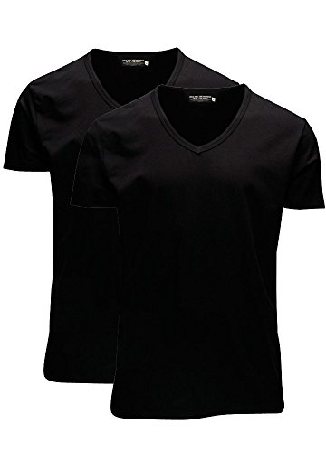 Jack & Jones Herren V-Neck T-Shirt Basic 12059219 2er Pack, Größe:XL;Farbe:black von JACK & JONES