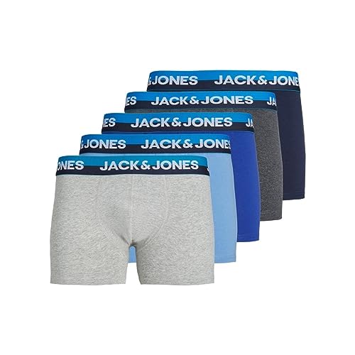 Jack&Jones JACDAVIE Trunks 5 Pack, Dark Grey Melan/LGM Silv, L von JACK & JONES
