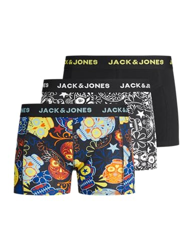 Jack & Jones Junior Jungen JACSUGAR Skull Trunks 3 Pack. JR Boxershorts, Black/Detail:Black-Blazing Yellow, 164 von JACK & JONES