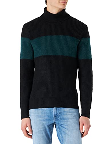 Jack & Jones Men's JCOHIKE Knit HIGH Neck Pullover Sweater, Black, XL von JACK & JONES