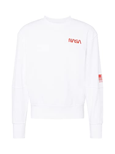 Jack & Jones Men's JCONASA Sweat Crew Neck Sweatshirt, White/Fit:Oversize Crop, L von JACK & JONES