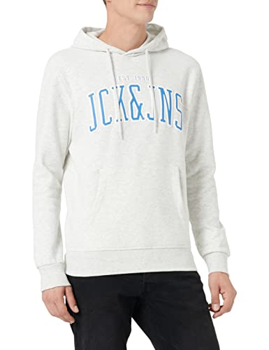 Jack&Jones Men's JJCEMB Sweat Hood Sweatshirt, White Melange, M von JACK & JONES