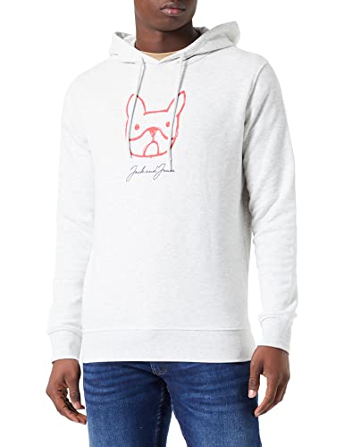 Jack & Jones Men's JORRALLY Sweat Hood FST Hooded Sweatshirt, White Melange, M von JACK & JONES