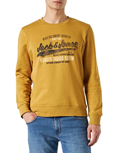 Jack & Jones Men's JPRBLUBILLY Logo Sweat Crew Neck FST Sweatshirt, Mustard Gold, L von JACK & JONES