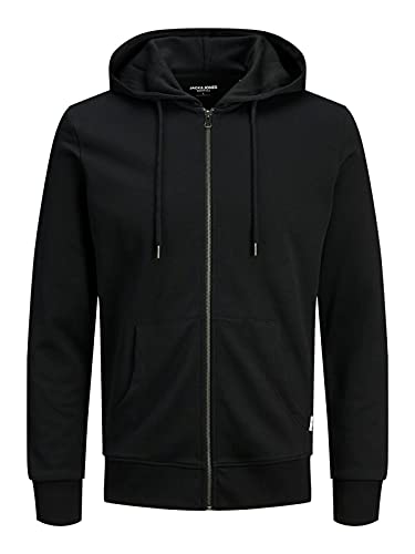 JACK & JONES Herren Basic Reißverschluss Baumwoll Hoodie - Schwarz - M von JACK & JONES