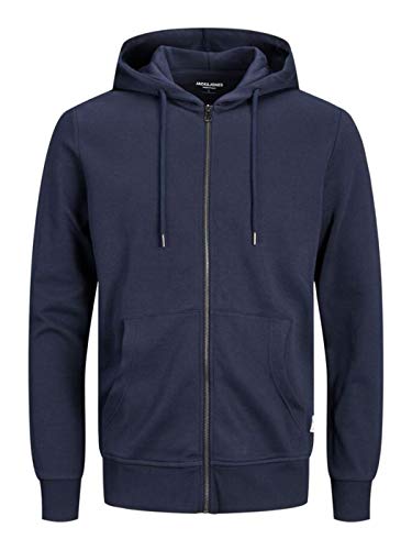 JACK & JONES Men's Basic Hoodie with Zipper - Navy Blazer, Everyday Comfort von JACK & JONES