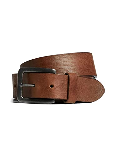 Herren Jack & Jones Basic Ledergürtel JACVICTOR Leather Belt Metallstiftschnalle, Farben:Braun, Größe Gürtel:80 von JACK & JONES