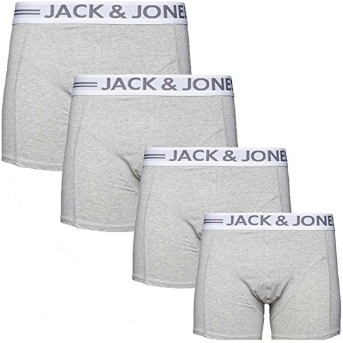 JACK & JONES Herren Boxershorts 4er Pack Trunks Baumwoll Mix CF.3zn (L, 4 Grau) von JACK & JONES