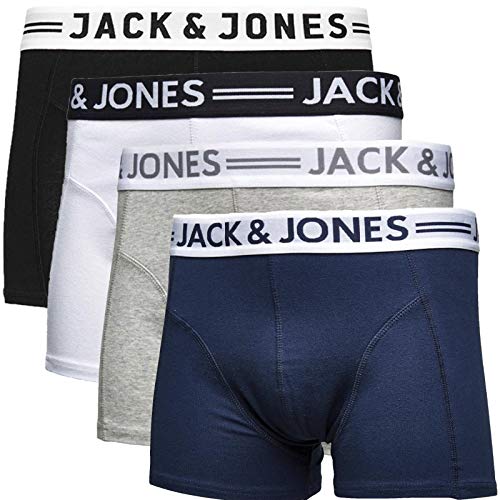 JACK & JONES Herren Boxershorts 4er Pack Trunks Shorts Baumwoll Mix Unterhose GGa.1y (L, Sense Mix) von JACK & JONES