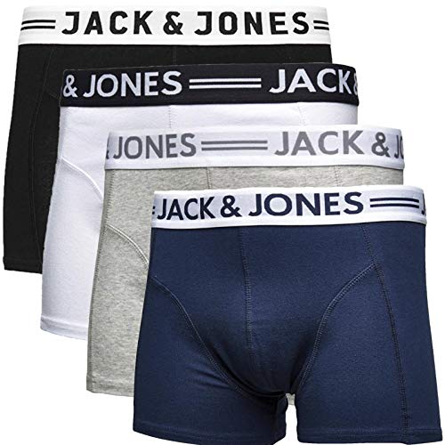 JACK & JONES Herren Boxershorts 4er Pack Trunks Shorts Baumwoll Mix Unterhose GGa.1y (XL, Sense Mix) von JACK & JONES
