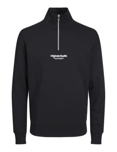 Jack & Jones Vesterbro Sweat-Pullover mit Viertelreißverschluss für Kinder, Black/Fit:Loose,164 von JACK & JONES