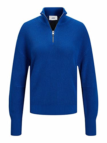 Jack & Jones Women's JJXX JXLEYA LS Twist Half Zip Knit NOOS Pullover, Blau, L von JACK & JONES