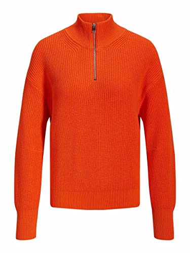 Jack & Jones Women's JJXX JXLEYA LS Twist Half Zip Knit NOOS Pullover, Red Orange, XS von JACK & JONES