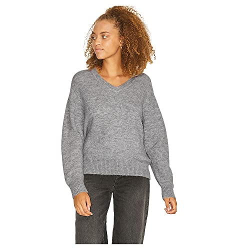 Jack & Jones Women's JJXX JXNANA LS Upgrade V-Neck Knit NOOS Pullover, Grey Melange, XL von JACK & JONES