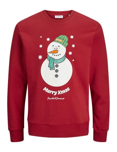JACK&JONES Herren JJXMAS Jolly Sweat Crew Neck Sweatshirt, Scarlet Sage, XL von JACK & JONES