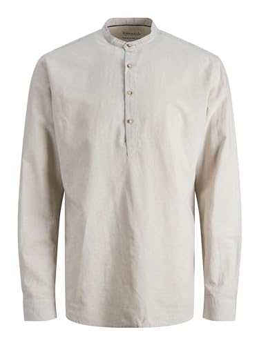 Jjesummer Half Placket Linen Shirt Ls Sn von JACK & JONES