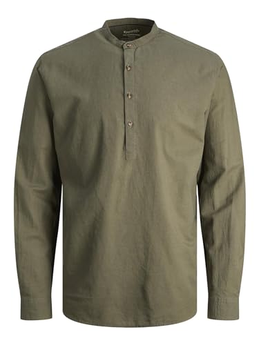 Jjesummer Half Placket Linen Shirt Ls Sn von JACK & JONES