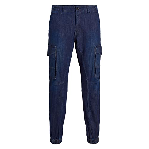 Herren Jogginghose Cargo Jack & Jones Paul Flake AKM 542 Twill-Denim-Hose mit elastischem Bund., denim, 36W / 34L von JACK & JONES