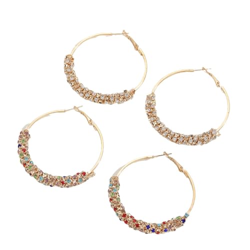 4 Stück Böhmische Ohrringe für Damen | Bunte Perlen & Harz-Kreise | Übergroße Dangle-Ohrhänger | Modische Statement-Ohrringe | Für Mädchen & Frauen (Farbe 3) von JACKANNA