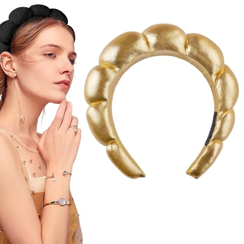 Damen Spa Haarband - Hautfreundliches Make-up Band für Gesichtsreinigung, Duschen & Hautpflege Breiter Haarreifen Rutschfest & saugfähig Ideal (Gold, Einzel 50g) von JACKANNA