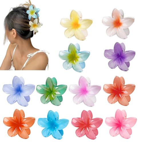 Haarspangen Blumen Set - 12 Stück Hawaii Blumen Haarklammer Klein für Damen, Blumenhaarklammern für Dickes Haar, Blumenschmuck Haarschmuck für Frauen, Mädchen von JACKANNA