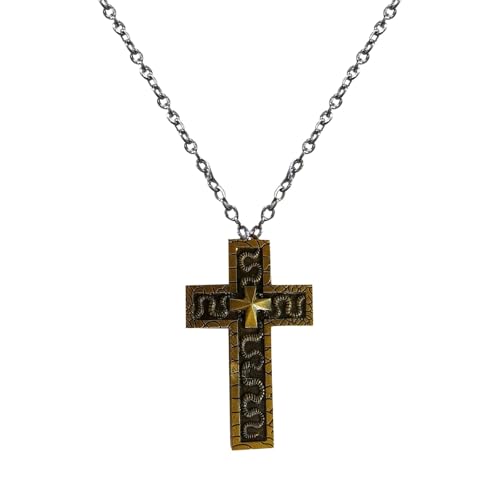 JACKANNA Thanos Kreuz Halskette Herren: Antik Silber Edelstahl Koreanische 3D Kreuz-Halskette mit Geheimfach mit Dark Box Ten Character Cosplay kreuzkette silber herren (Gold) von JACKANNA