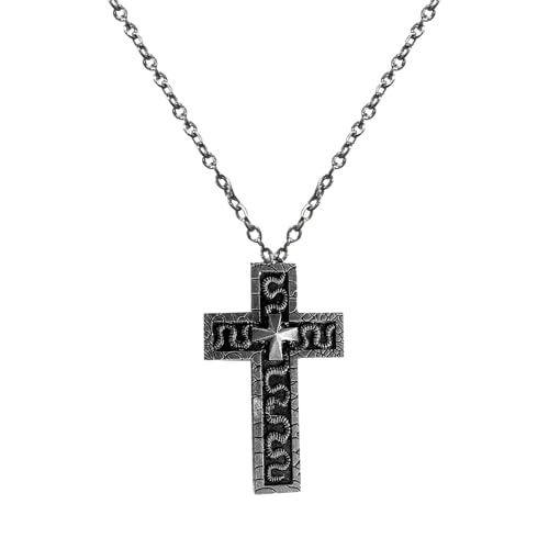 JACKANNA Thanos Kreuz Halskette Herren: Antik Silber Edelstahl Koreanische 3D Kreuz-Halskette mit Geheimfach mit Dark Box Ten Character Cosplay kreuzkette silber herren (Silber) von JACKANNA