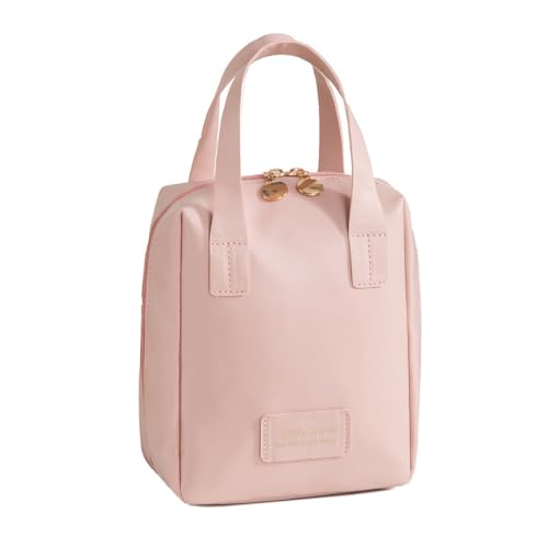 Jackanna Make-up-Tasche aus Leder, wasserdicht, Muschelform – Mehrschichtiger Kosmetik-Organizer mit Fächern, großer Stauraum – Tragbarer Make-up-Koffer für Damen (Kleine Muscheltasche in Rosa) von JACKANNA