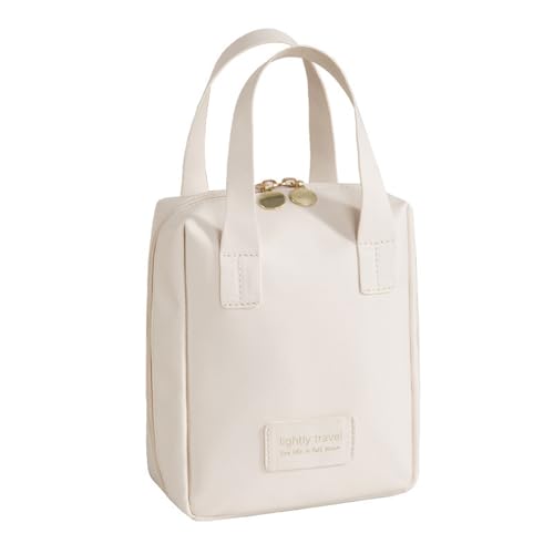 Jackanna Make-up-Tasche aus Leder, wasserdicht, Muschelform – Mehrschichtiger Kosmetik-Organizer mit Fächern, großer Stauraum – Tragbarer Make-up-Koffer für Damen (Kleine Muscheltasche in Weiß) von JACKANNA