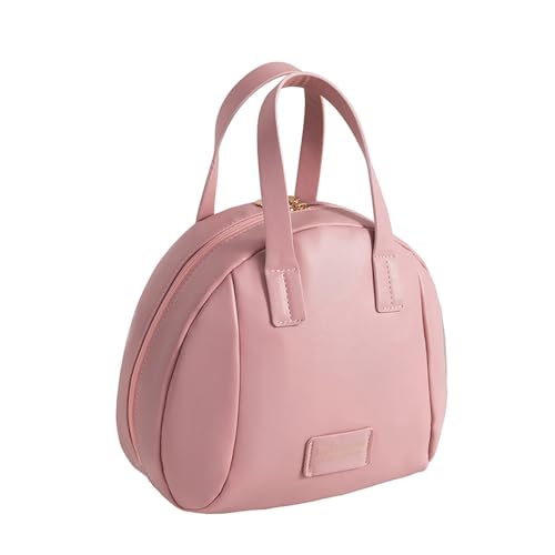 Jackanna Make-up-Tasche aus Leder, wasserdicht, Muschelform – Mehrschichtiger Kosmetik-Organizer mit Fächern, großer Stauraum – Tragbarer Make-up-Koffer für Damen (Rosa große Muscheltasche) von JACKANNA