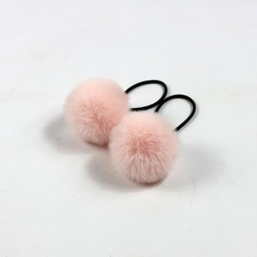 Jackanna Plüschkugel Haarband Cartoon Kinder Erwachsene Pille Haar Zubehör Nachahmung Otter Kaninchen kleine Pelzkugel Kopfschmuck Pom Pom Haar Seil elastische Haarband (Farben04, 12cm) von JACKANNA