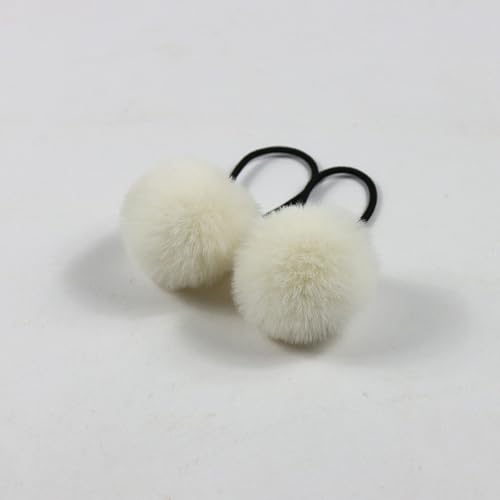 Jackanna Plüschkugel Haarband Cartoon Kinder Erwachsene Pille Haar Zubehör Nachahmung Otter Kaninchen kleine Pelzkugel Kopfschmuck Pom Pom Haar Seil elastische Haarband (Farben15, 10cm) von JACKANNA
