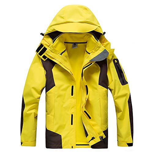 JACKET Herrenjacke mit Fleecefutter Wasserdicht Winddicht Kratzfest Kapuzenmantel Abnehmbar Bergausrüstung DREI in einem zum Ski Wandern Sport im Freien M-5XL von JACKET