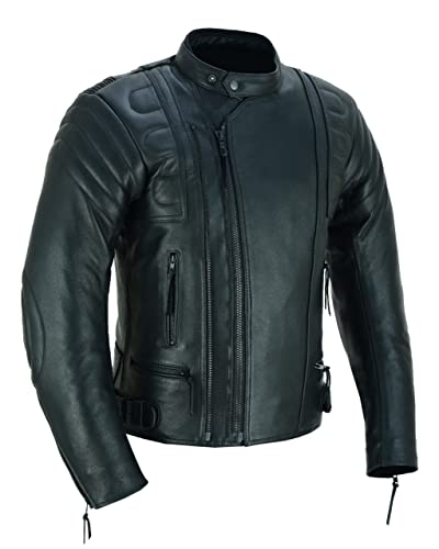 Motorradjacke aus Leder, CE-Protektoren für Herren, MBJ-08A, Schwarz , M von JACKET4U