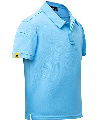 JACKETOWN Boys Poloshirts Jungen Polohemd Kurzarm Sommerliches Outdoor Sport Kinder Poloshirt Regular Fit für Golf, Basketball und Tennis(Himmelblau -2XL) von JACKETOWN