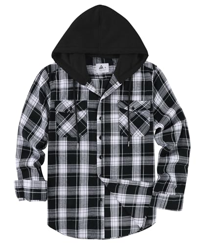 JACKETOWN Flanellhemd Herren Hemd Kariertes Hemd Mit Kapuze Hemdjacke Hemd Herren Langarm Regular Fit Karohemd Holzfällerhemd Baumwolle Kuscheliges Freizeithemden Mit Brusttasche M-3xl von JACKETOWN