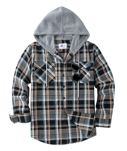 JACKETOWN Flanellhemd Herren Hemd Kariertes Hemd Mit Kapuze Hemdjacke Hemd Herren Langarm Regular Fit Karohemd Holzfällerhemd Baumwolle Kuscheliges Freizeithemden Mit Brusttasche M-3xl von JACKETOWN