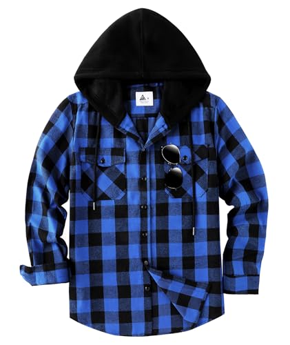 JACKETOWN Flanellhemd Herren Hemd Kariertes Hemd Mit Kapuze Hemdjacke Hemd Herren Langarm Regular Fit Karohemd Holzfällerhemd Baumwolle Kuscheliges Freizeithemden Mit Brusttasche M-3xl von JACKETOWN