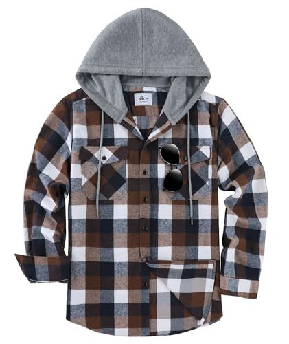 JACKETOWN Flanellhemd Herren Hemd Kariertes Hemd Mit Kapuze Hemdjacke Hemd Herren Langarm Regular Fit Karohemd Holzfällerhemd Baumwolle Kuscheliges Freizeithemden Mit Brusttasche M-3xl von JACKETOWN