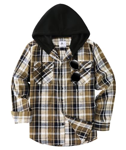 JACKETOWN Flanellhemd Herren Hemd Kariertes Hemd Mit Kapuze Hemdjacke Hemd Herren Langarm Regular Fit Karohemd Holzfällerhemd Baumwolle Kuscheliges Freizeithemden Mit Brusttasche M-3xl von JACKETOWN