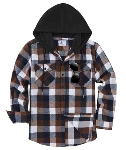JACKETOWN Flanellhemd Herren Hemd Kariertes Hemd Mit Kapuze Hemdjacke Hemd Herren Langarm Regular Fit Karohemd Holzfällerhemd Baumwolle Kuscheliges Freizeithemden Mit Brusttasche M-3xl von JACKETOWN