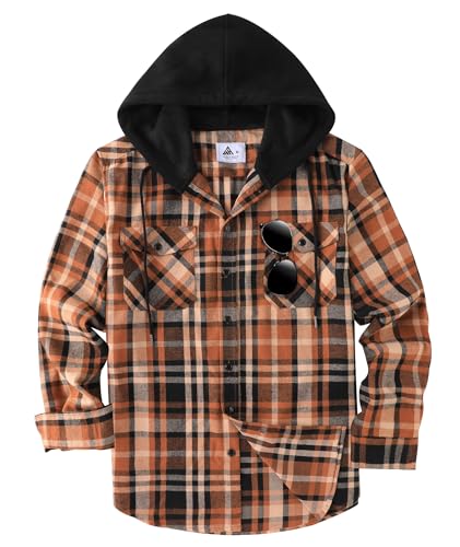 JACKETOWN Flanellhemd Herren Hemd Kariertes Hemd Mit Kapuze Hemdjacke Hemd Herren Langarm Regular Fit Karohemd Holzfällerhemd Baumwolle Kuscheliges Freizeithemden Mit Brusttasche M-3xl von JACKETOWN
