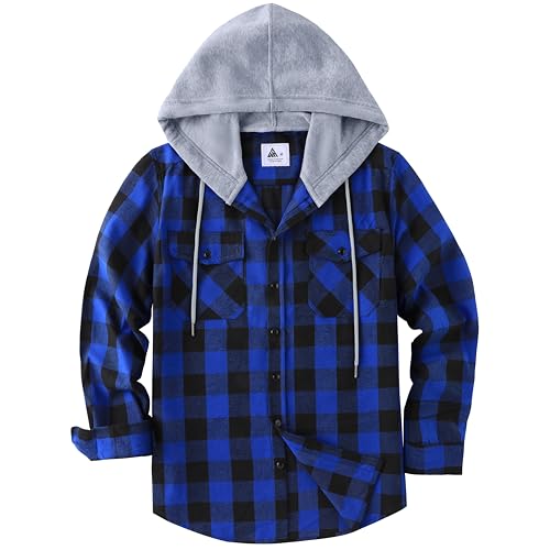 JACKETOWN Flanellhemd Herren Hemd Kariertes Hemd Mit Kapuze Hemdjacke Hemd Herren Langarm Regular Fit Karohemd Holzfällerhemd Baumwolle Kuscheliges Freizeithemden Mit Brusttasche M-3xl von JACKETOWN
