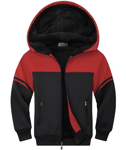 JACKETOWN Fleecejacke Kinder Gefüttert Sweatjacke Jungen Kapuzenpullover mit Reißverschluss Hoodie Sweatshirt Warm Übergangsjacke Causal Winterjacke mit Fleecefutter Hooded Jacken von JACKETOWN