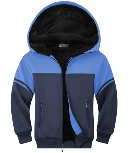 JACKETOWN Fleecejacke Kinder Gefüttert Sweatjacke Jungen Kapuzenpullover mit Reißverschluss Hoodie Sweatshirt Warm Übergangsjacke Causal Winterjacke mit Fleecefutter Hooded Jacken von JACKETOWN