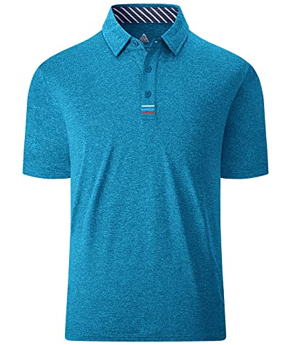 JACKETOWN Golf Poloshirts Herren Knopfleiste Kurzarm Polo T-Shirt Atmungsaktive Polohemd Activewear Tennis Herren Sportlich Outdoor Blaugrün L von JACKETOWN